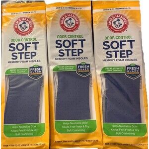 Arm & Hammer Soft Step Memory Foam Insoles (M 8-14/W 6-10)  - 3 PACKS NEW!